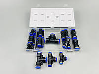 Набір пневматичних фітингів Т-подібних 24 шт. — універсальні з'єднання 6-12 мм, фото 10