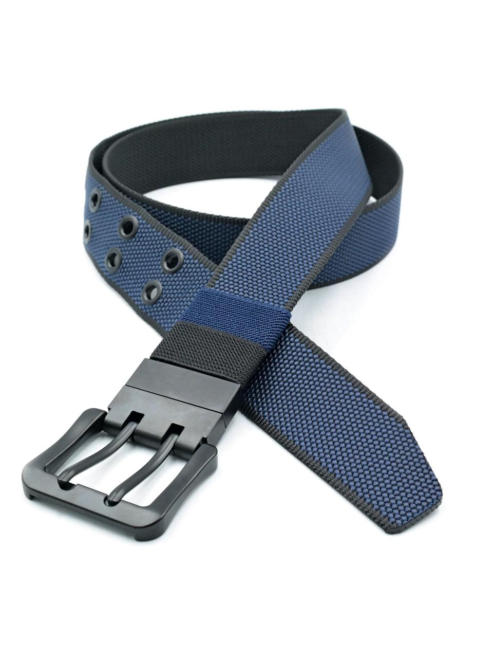 Ремінь тканинний двосторонній Weatro 3,8 х 120 см  Синій + Чорний, фото 1
