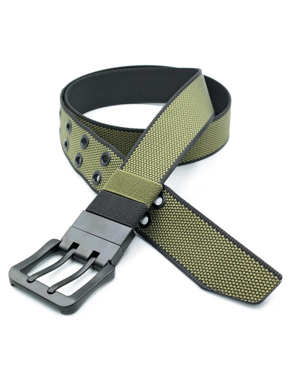 Ремінь тканинний двосторонній Weatro 3,8 х 120 см Хакі + Чорний, фото 1