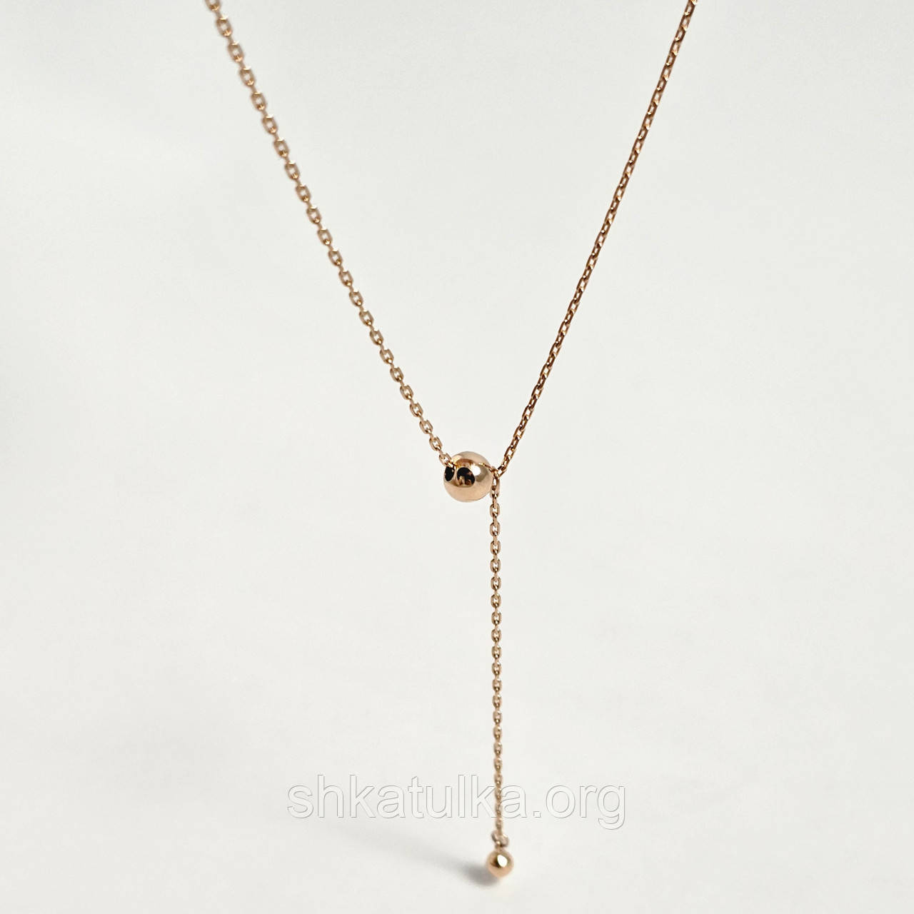 Кольє золоте з намистиною на шию тонкий ланцюжок і підвіс кулька