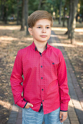 Сорочка для хлопчика BOLD з довгим рукавом трансформер,бавовна,Червоний 134