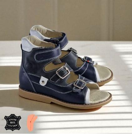 Дитячі ортопедичні шкіряні антиварусні сандалії без супінатора на хлопчика 27 розмір, фото 1