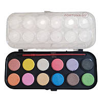 Фарби сухі 12 кольорів з пензлем, в пластику