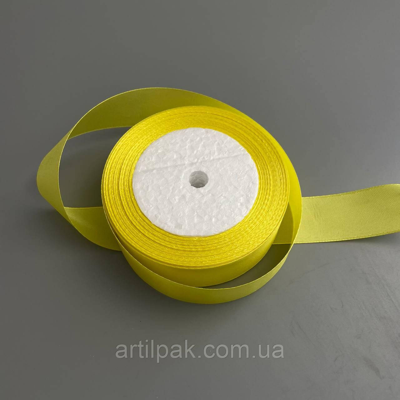 Стрічка атласна Жовта, 2,5 см, 23 метра, фото 1
