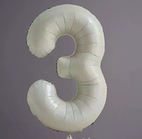 Цифра 3 кремовий нефрит куля фольгована 100 см 40" в упаковці