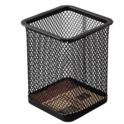 Підставка для ручок Deli 9174 чорний квадрат сітка метал 80*70*99мм, Підставка настільна офісна, фото 1