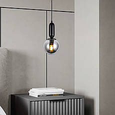 Підвісний чорний світильник з 15см кулею (52-1012-1 BK+BK), фото 3