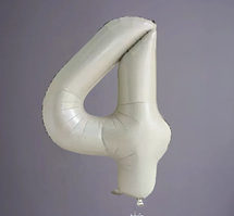 Цифра 4 кремовий нефрит куля фольгована 100 см 40" в упаковці