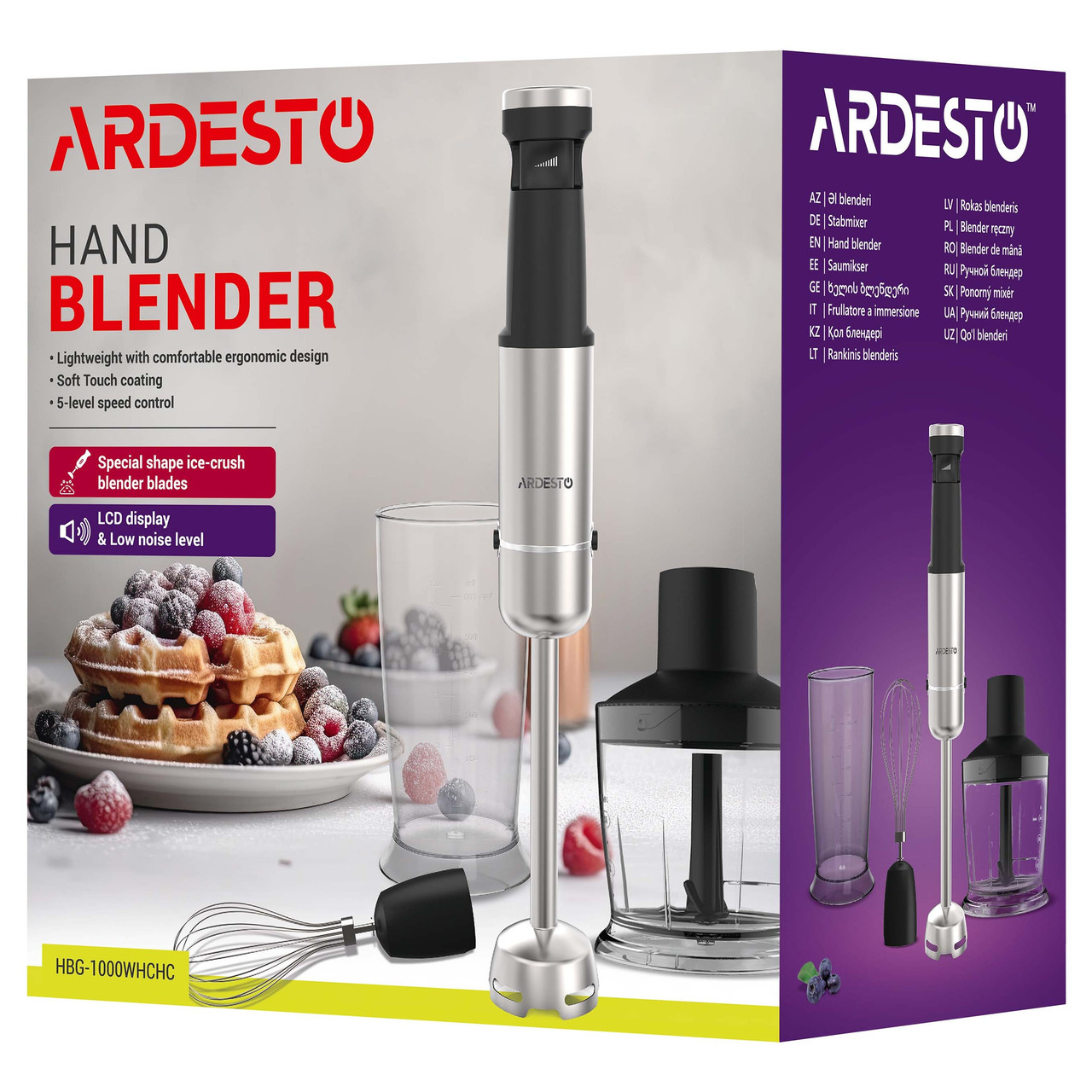 Ручний занурюваний блендерний набір HBG-1000WHCHC (3 в 1: подрібнювач, блендер, вінчик), фото 1