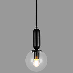 Підвісний чорний світильник з 15см кулею (52-1012-1 BK+CL), фото 2