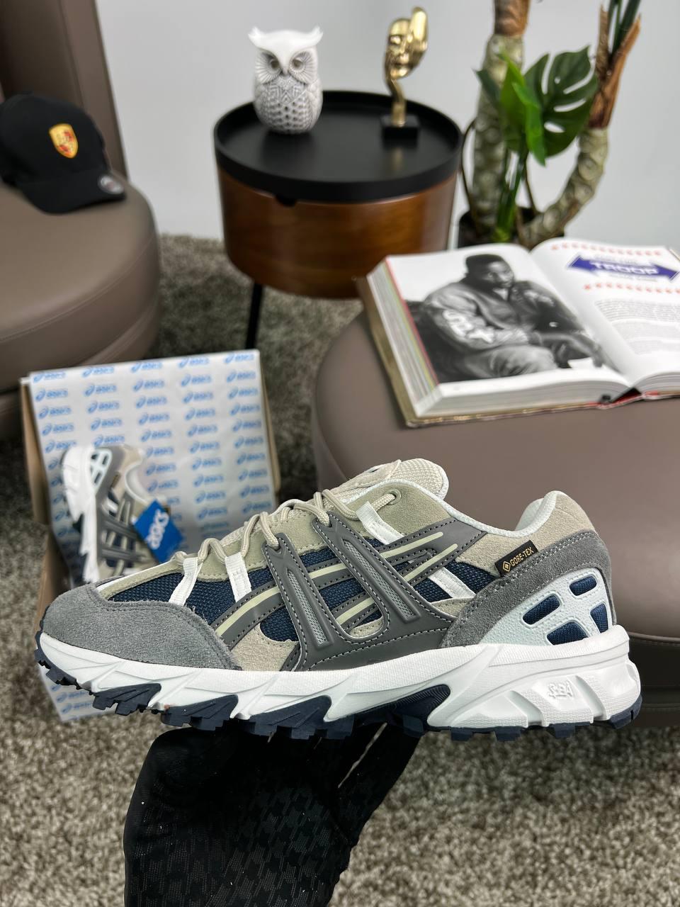 Чоловічі кросівки ASICS Gel-Sonoma 15-50 Gore-Tex Grey Beige Navy, Асикс шкіра замша текстиль. Чоловіче взуття