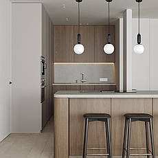 Підвісний чорний світильник з 15см кулею (52-1012-1 BK+WH), фото 4