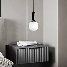 Підвісний чорний світильник з 15см кулею (52-1012-1 BK+WH), фото 3