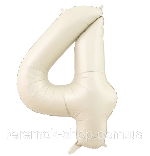Цифра 4 куля фольгована світло-кремовий нефрит 102 см 40" в упаковці, фото 1
