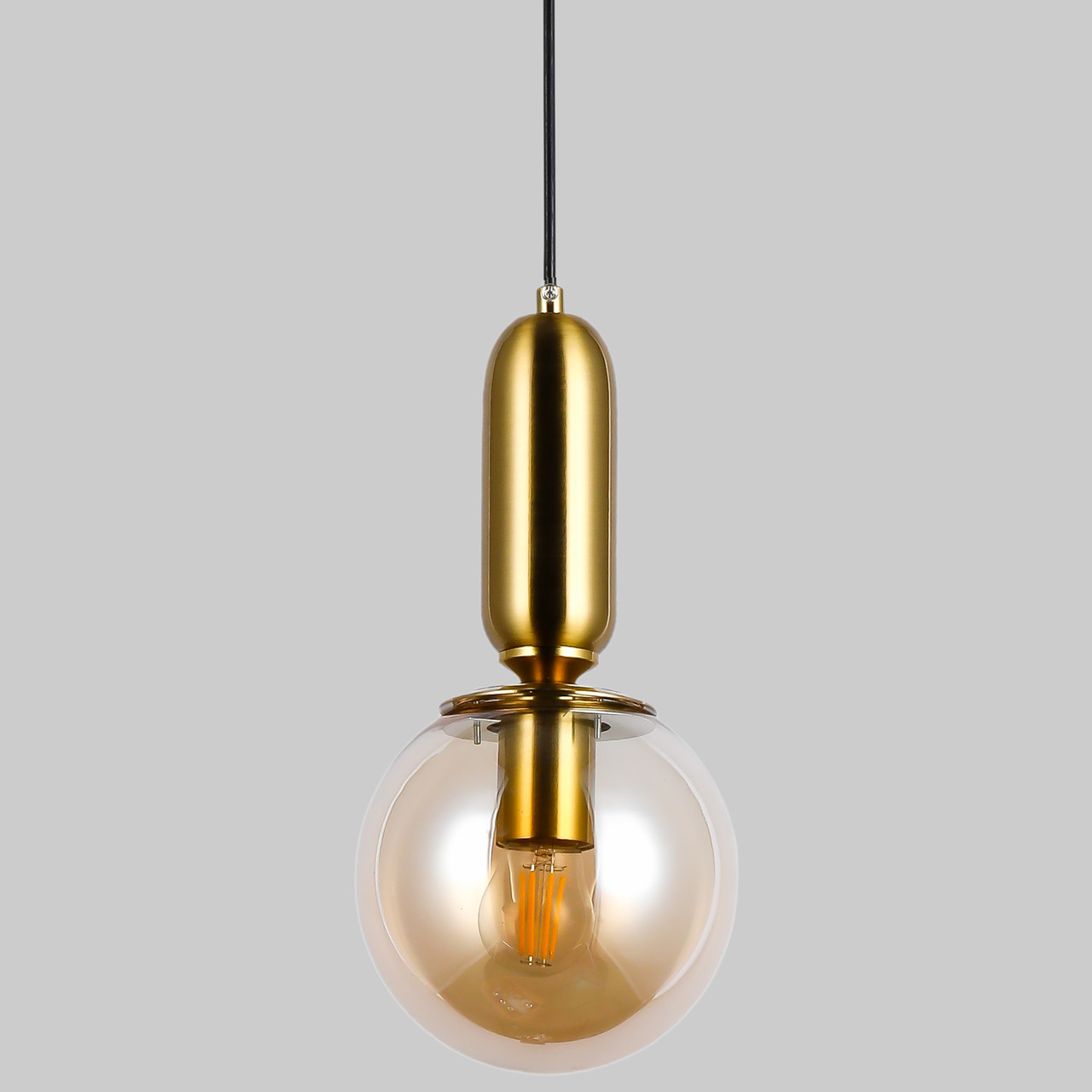 Підвісний бронзовий світильник з 15см кулею (52-1012-1 BRZ+BR)