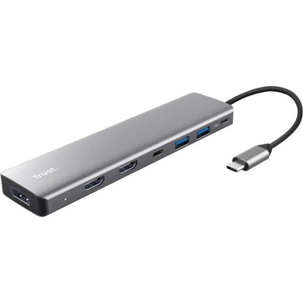 USB-хаб TRUST Dalyx 7in1 USB-C Silver (2xUSB-А 3.2/2xUSB-С/2xHDMI/Display Port) (25661_TRUST), фото 1