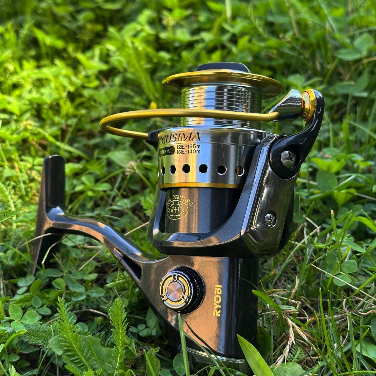 Котушка спінінгова Ryobi Ecusima 4000, 6+1 підшипник, алюмінієва шпуля з покриттям, кулісний механізм, міцний корпус, передній фри, фото 1