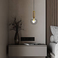 Підвісний бронзовий світильник з 15см кулею (52-1012-1 BRZ+CL), фото 3