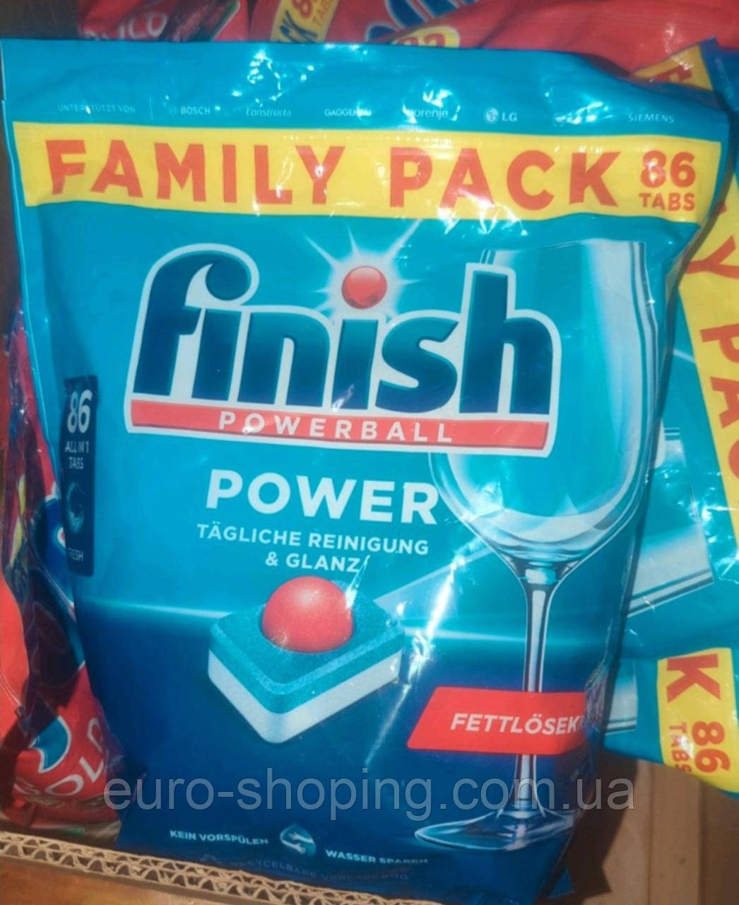 Капсули Finish Power Powerball для посудомийної машини 86 штук, оригінал, фото 1