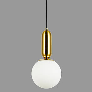 Підвісний бронзовий світильник з 15см кулею (52-1012-1 BRZ+WH), фото 1