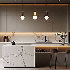 Підвісний бронзовий світильник з 15см кулею (52-1012-1 BRZ+WH), фото 4