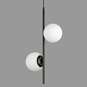 Підвісний чорний світильник на 2 лампи з 13см плафонами (52-1015-2 BK+WH), фото 1