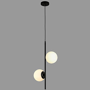 Підвісний чорний світильник на 2 лампи з 13см плафонами (52-1015-2 BK+WH), фото 2