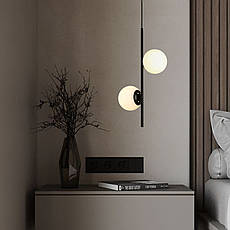 Підвісний чорний світильник на 2 лампи з 13см плафонами (52-1015-2 BK+WH), фото 4