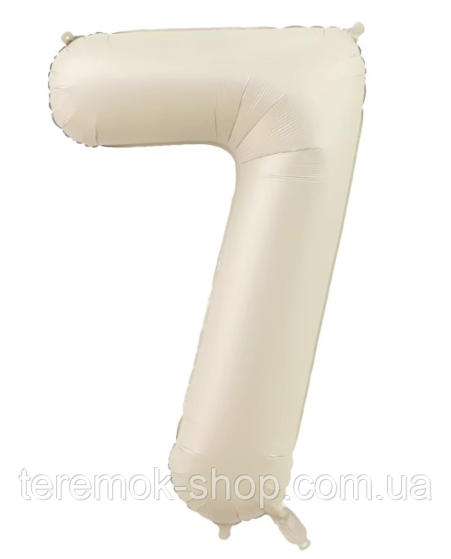 Цифра 7 куля фольгована світло-кремовий нефрит 102 см 40" в упаковці, фото 1