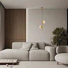 Підвісний бронзовий світильник на 2 лампи з 13см плафонами (52-1015-2 BRZ+BR), фото 4