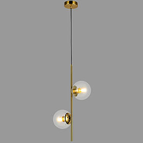 Підвісний бронзовий світильник на 2 лампи з 13см плафонами (52-1015-2 BRZ+CL), фото 1