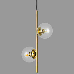 Підвісний бронзовий світильник на 2 лампи з 13см плафонами (52-1015-2 BRZ+CL), фото 2