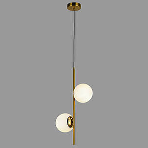 Підвісний бронзовий світильник на 2 лампи з 13см плафонами (52-1015-2 BRZ+WH), фото 2