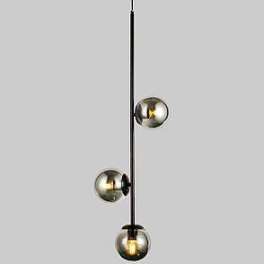 Підвісний чорний світильник на 3 лампи з 13см плафонами (52-1015-3 BK+BK), фото 1