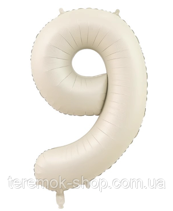 Цифра 9 куля фольгована бежевий крем 102 см 40" в упаковці