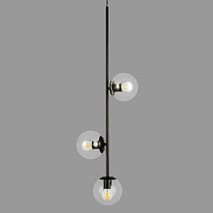 Підвісний чорний світильник на 3 лампи з 13см плафонами (52-1015-3 BK+CL), фото 2