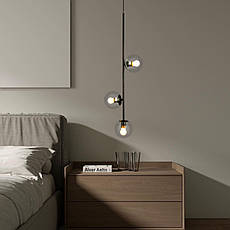 Підвісний чорний світильник на 3 лампи з 13см плафонами (52-1015-3 BK+CL), фото 4