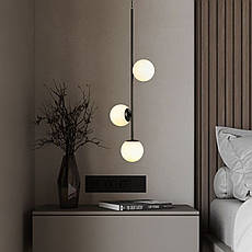 Підвісний чорний світильник на 3 лампи з 13см плафонами (52-1015-3 BK+WH), фото 3