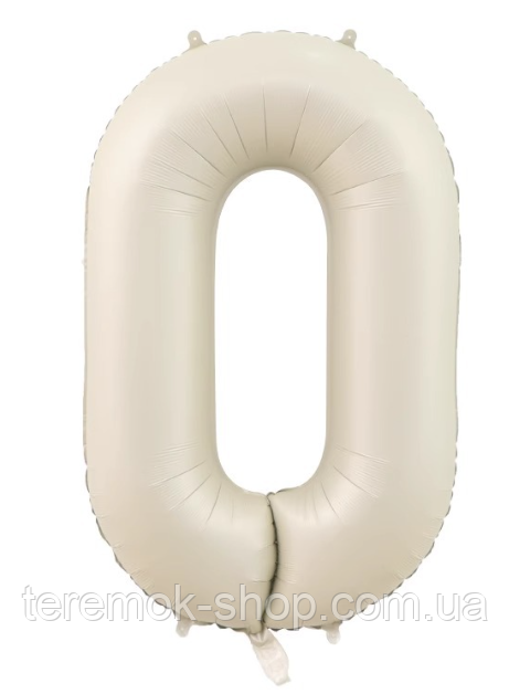 Цифра 0 куля фольгована світло-кремовий нефрит 102 см 40" в упаковці, фото 1