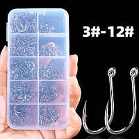 Крючки для рыбалки, набор крючков для рыбалки 400 изделий - по 40 шт в типоразмерах от 3# до 12#