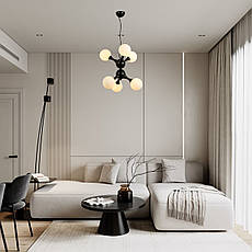 Підвісна люстра чорна "Молекула" на 6 ламп (52-9816-6 BK+WH), фото 3