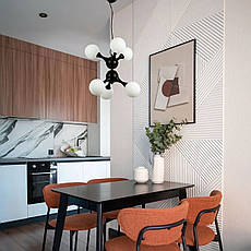 Підвісна люстра чорна "Молекула" на 6 ламп (52-9816-6 BK+WH), фото 4