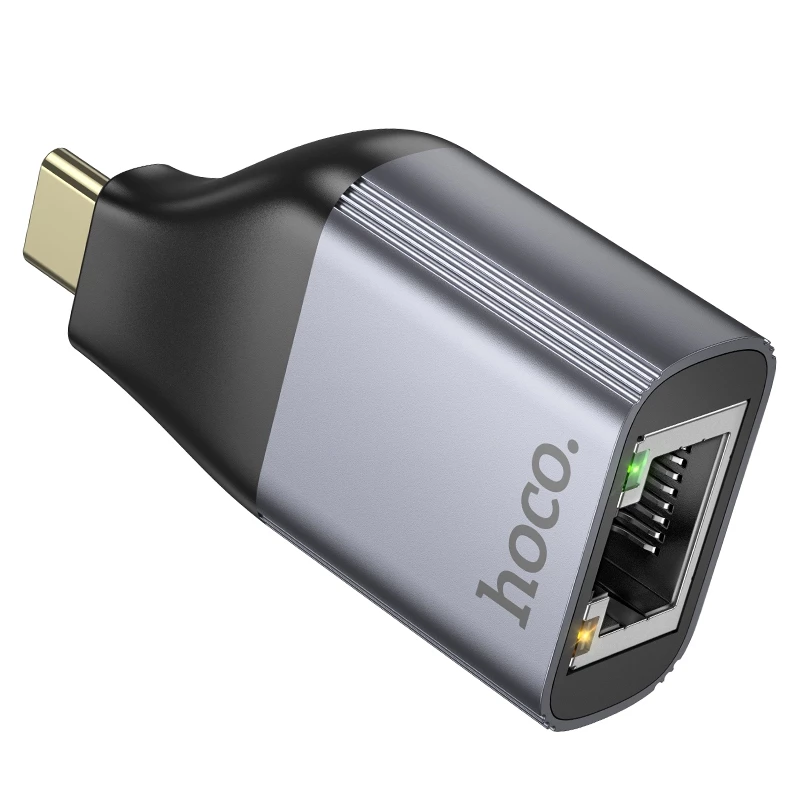 Перехідник HOCO UA35 Type-C to RJ45 adapter Metal Gray, фото 1