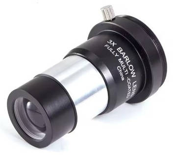 3х лінза Барлоу 1,25", одноелементна, Т адаптер з M42 різзю, зелене просвітлення, мідна фіксація окуляра