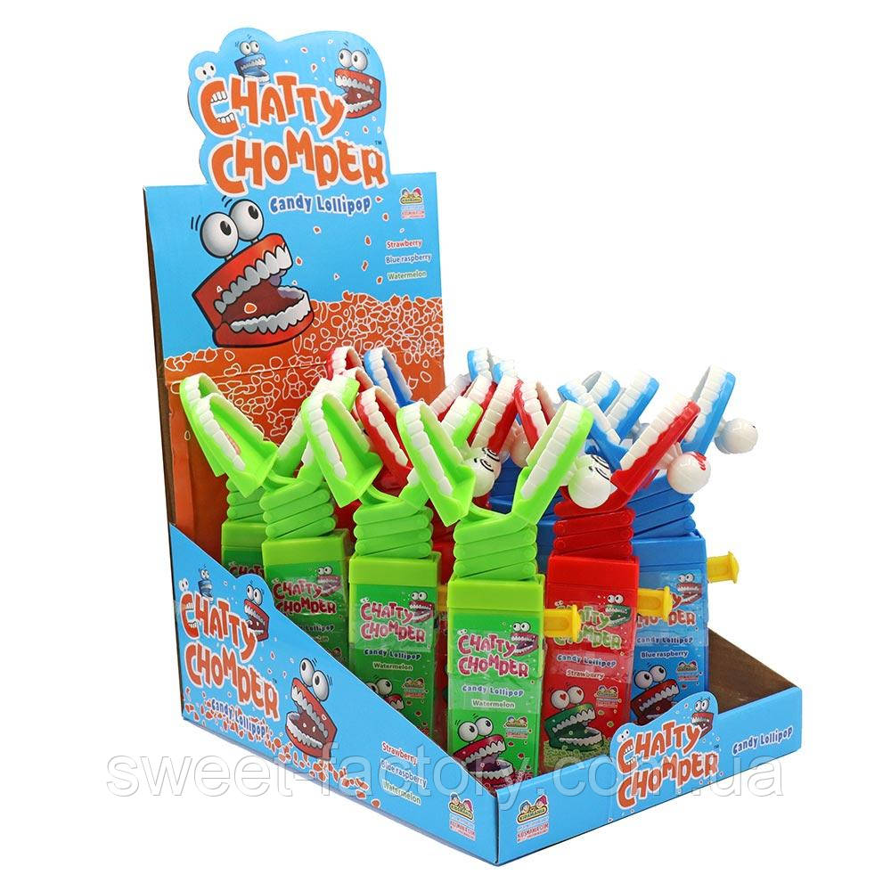 Іграшка з льодяником Kidsmania Chatty Chomper Lollipop Strawberry 17g, фото 1