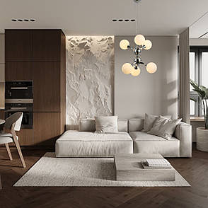 Підвісна люстра хром "Молекула" на 6 ламп (52-9816-6 CR+WH), фото 3