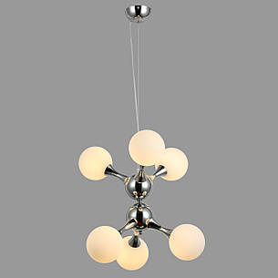 Підвісна люстра хром "Молекула" на 6 ламп (52-9816-6 CR+WH), фото 1