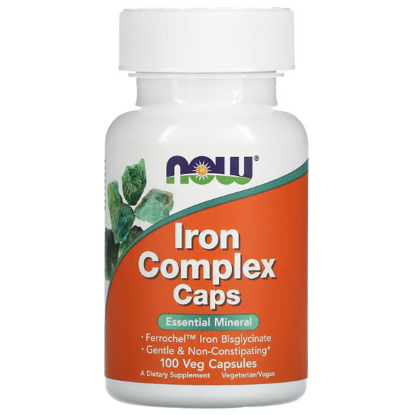 Комплекс заліза Iron Complex Caps NOW Foods 100 рослинних капсул, фото 1