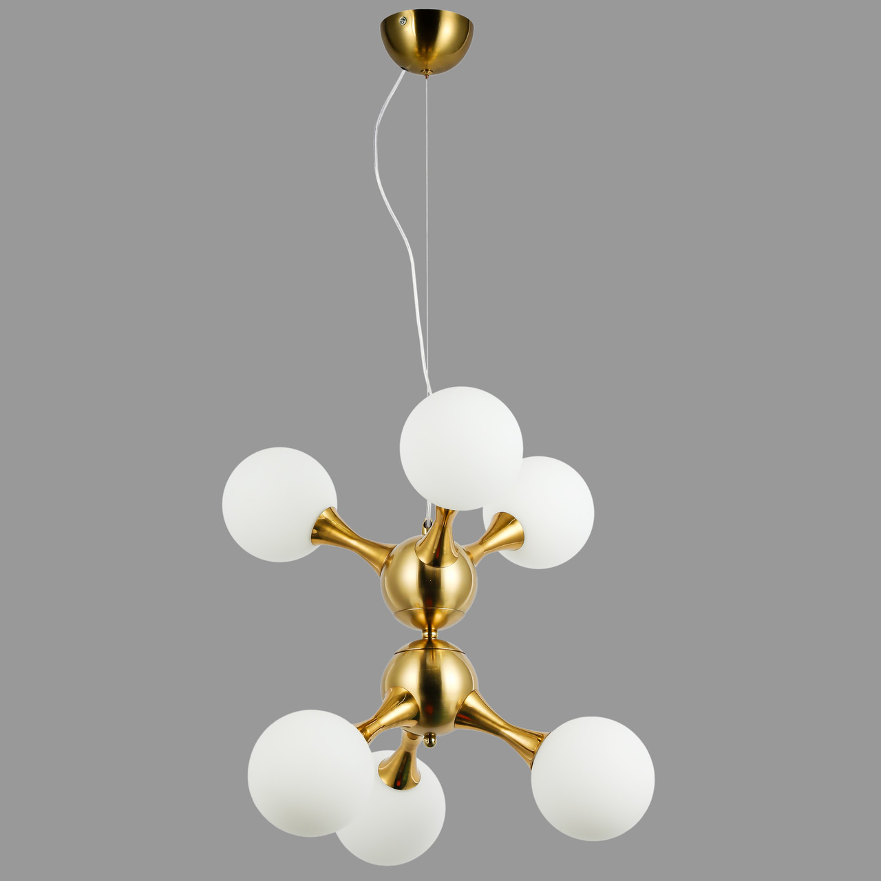 Підвісна люстра бронзова "Молекула" на 6 ламп (52-9816-6 BRZ+WH)