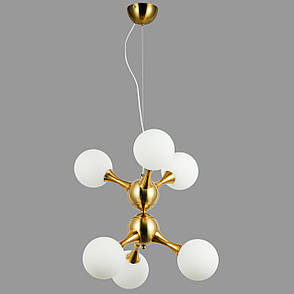 Підвісна люстра бронзова "Молекула" на 6 ламп (52-9816-6 BRZ+WH), фото 1